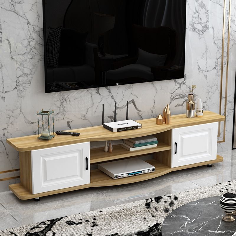 Contemporary Wooden TV Stand Open Storage TV Media Console with Legs for Living Room