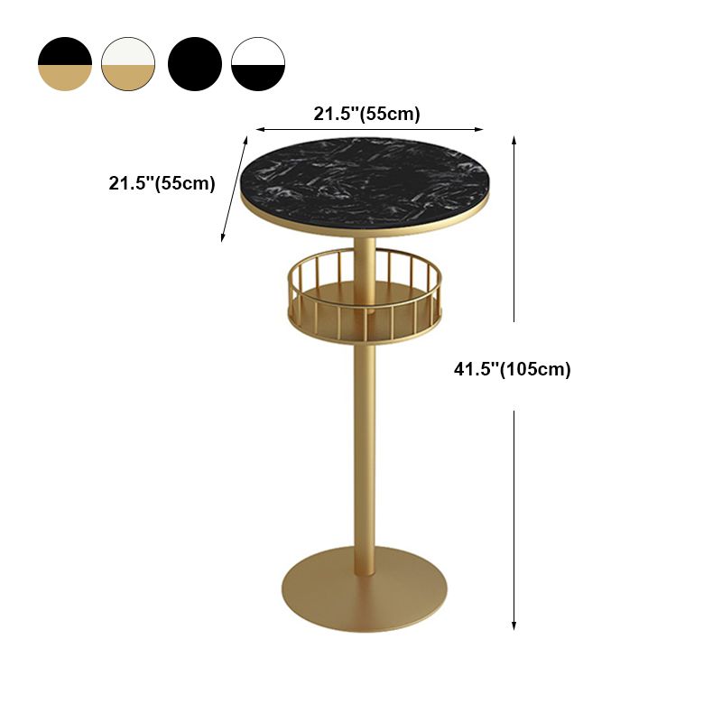 White Glam Style Round Table in Faux Marble and Metal Milk Tea Shop Bar Table