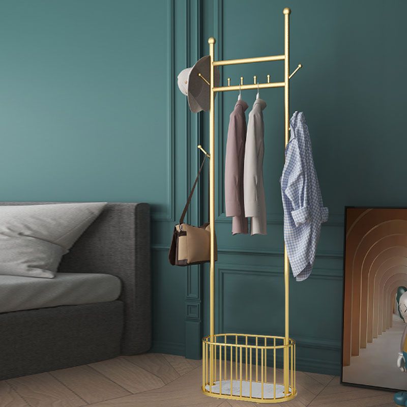 Luxurious Metallic Coat Hanger Solid Color Free Standing Hooks Design Coat Rack