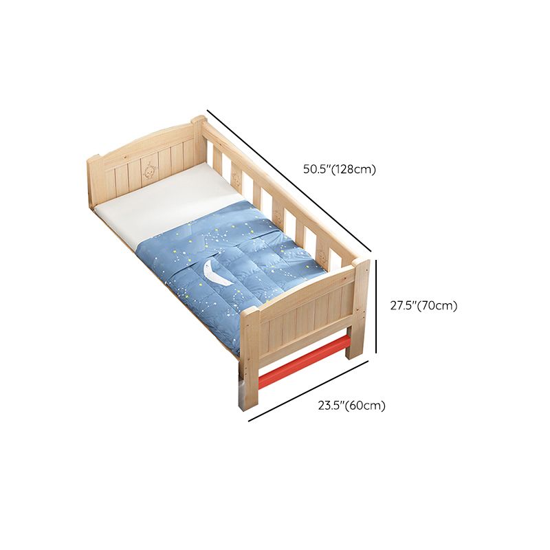 Modern Solid Wood Standard Bed Open-Frame Kids Bed with Guardrail