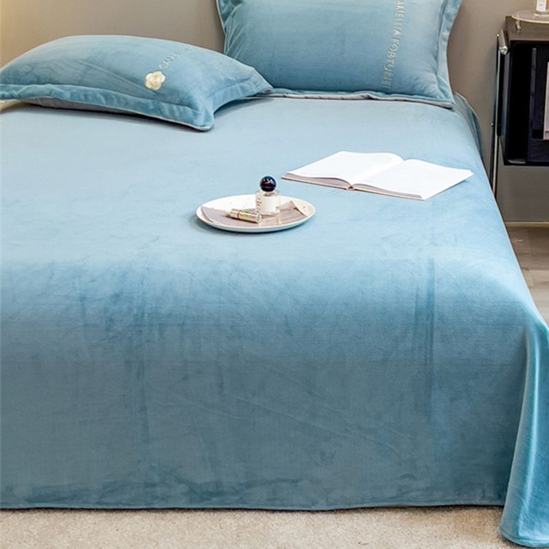 Flannel Solid Color Bed Sheet Warm Soft Breathable Non-pilling Bed Sheet Set