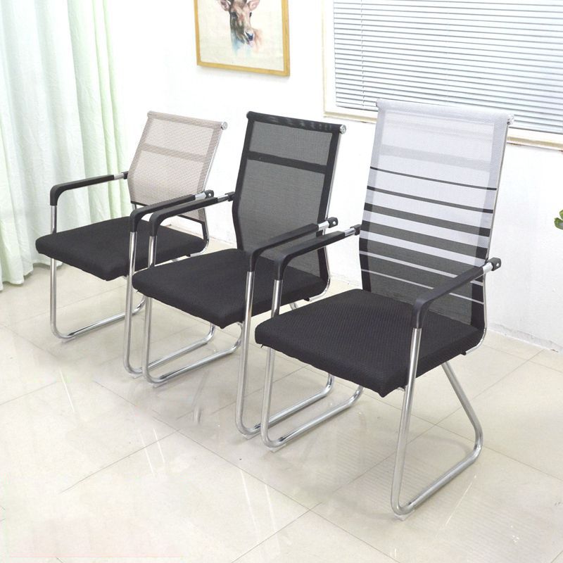 Medium/High Back Office Chair Fabric Sponge Seat Stainless Steel Legs Desk Chair