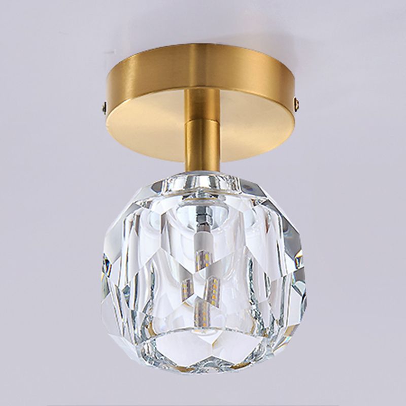 Geometry Shape Ceiling Lamp Modern Copper Flush Mount with Hole 2.5-3.5'' Dia for Aisle