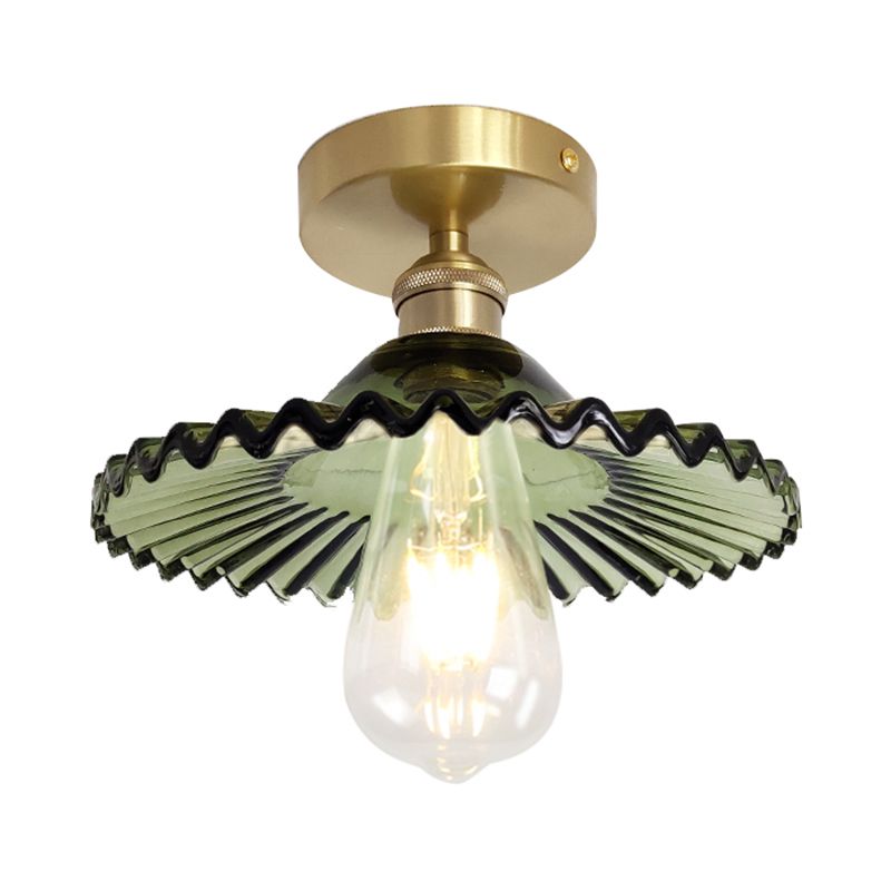 Retro Glass Plafond Light Corridor Lighting Ayémorrat avec support de lampe en laiton