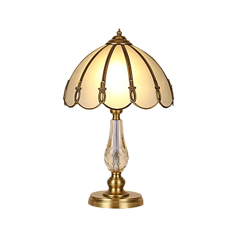 1 Head Living Room Table Lamp Modern Gold Reading Light with Domed Frosted Glass Shade