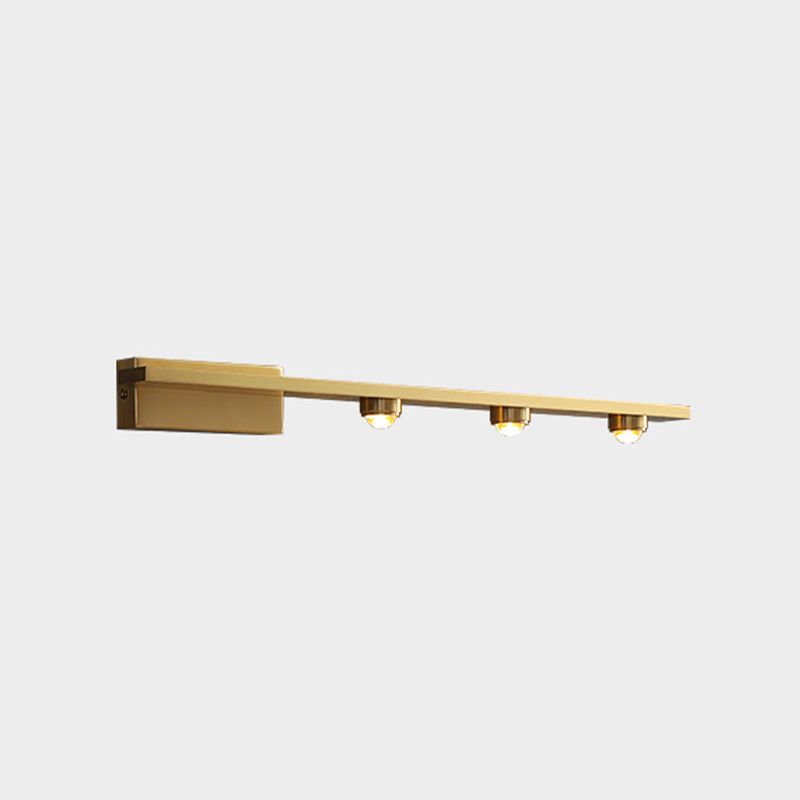 Linear Metal Wall Sconce Modern Style Multi Lights Mirror Wall Mount Lighting in Brass