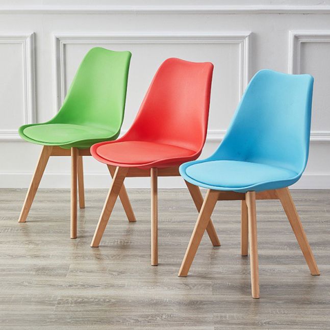 Modern Style Chairs Kitchen Armless Side Chair with Wooden Legs