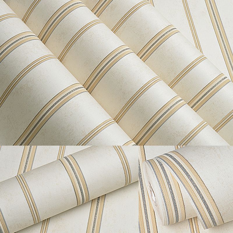 Peel Stick Ticking Stripe Wallpaper Soft Color Minimalistic Wall Decor for Bedroom, Removable