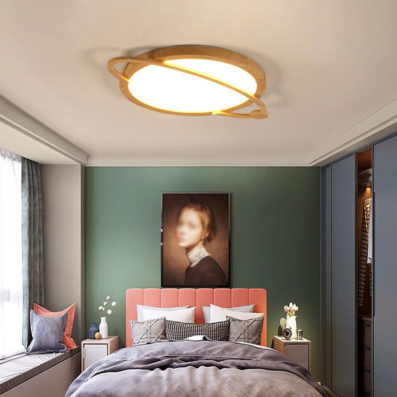 Minimalism Flush Mount Wooden Ceiling Light Fixture for Bedroom