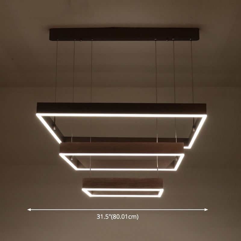 Coffee Multi-Tier Ceiling Hung Fixture Minimalist Style LED Metal Chandelier Pendant Light