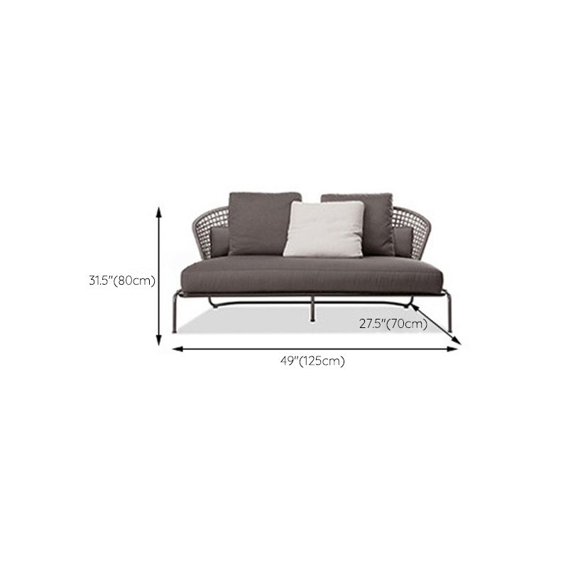 Industrial Symmetrical Outdoor Patio Sofa with Fade Resistant Cushion