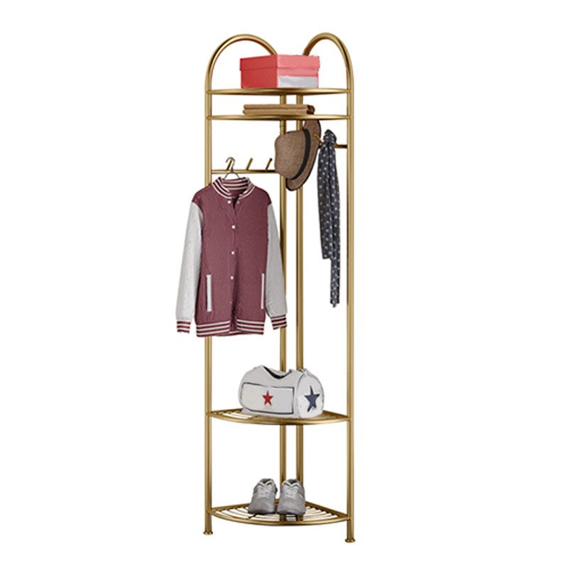 Contemporary Entryway Kit Metal Black and Gold Free Standing Shelving Included Hall Stand