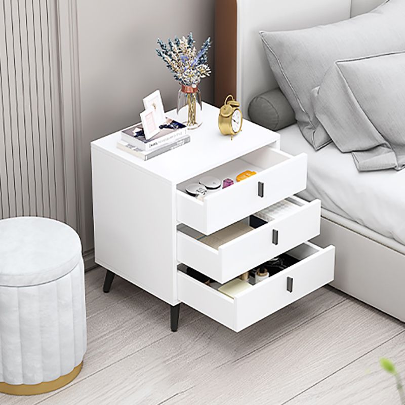 Contemporary Bedside Cabinet Engineered Wood Night Table with Drawers