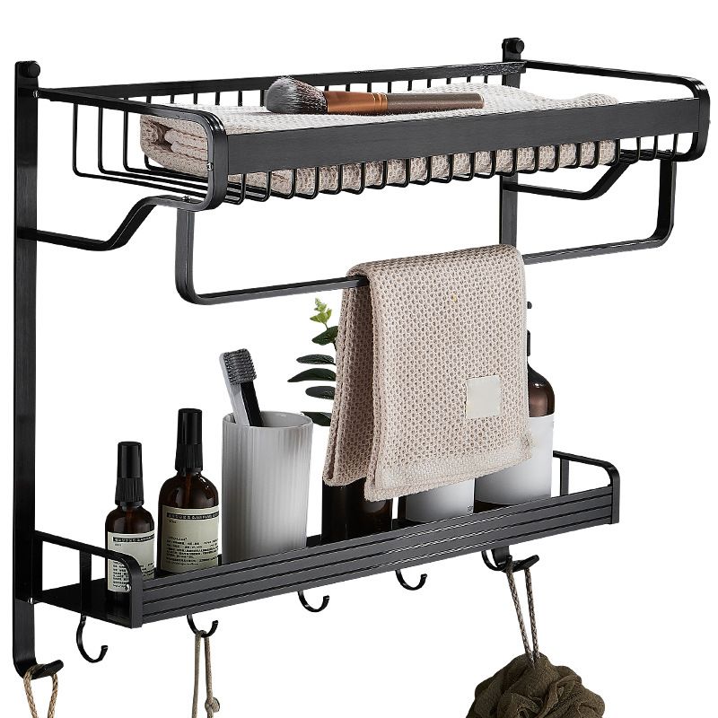 Black / Sliver Bathroom Accessory Aluminum Hardware Set Bath Shelf