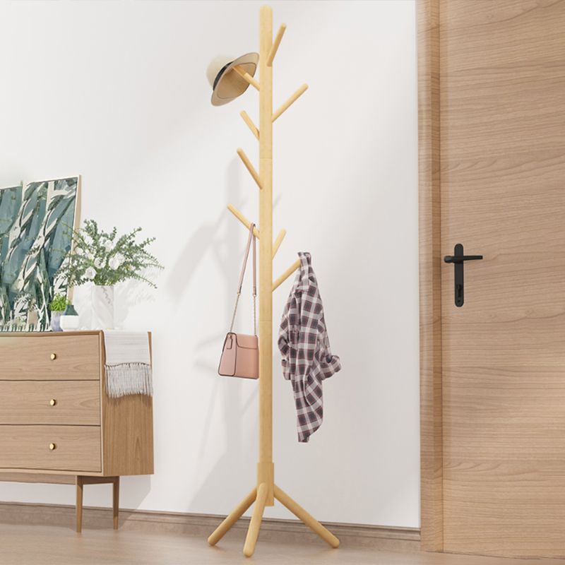 Coastal Entryway Kit,Hall Tree with 8 Hooks in Brown-Engineered Wood