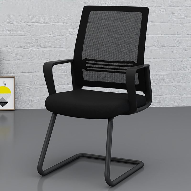 Modernism Fixed Arms Office Chair No Wheels Black/White Desk Chair for Home