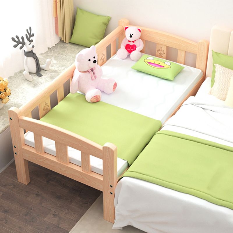 Contemporary Solid Wood Standard Bed Low Open-Frame Kids Bed with Guardrail