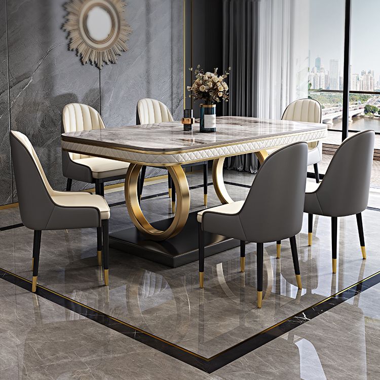 Rechtecktisch traditioneller luxuriöser Dinnerzimmermöbel mit Metallbasis