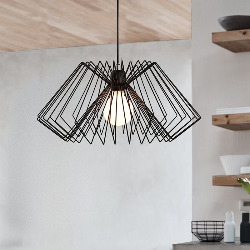 Metal Spider Web Shaped Hanging Lamp Vintage 1-Light Cafe Pendant Light Fixture