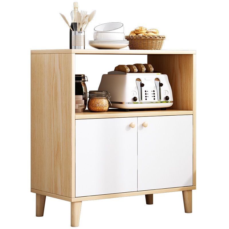 Modern Style Sideboard White Wooden Dining Server with Drawers and Doors