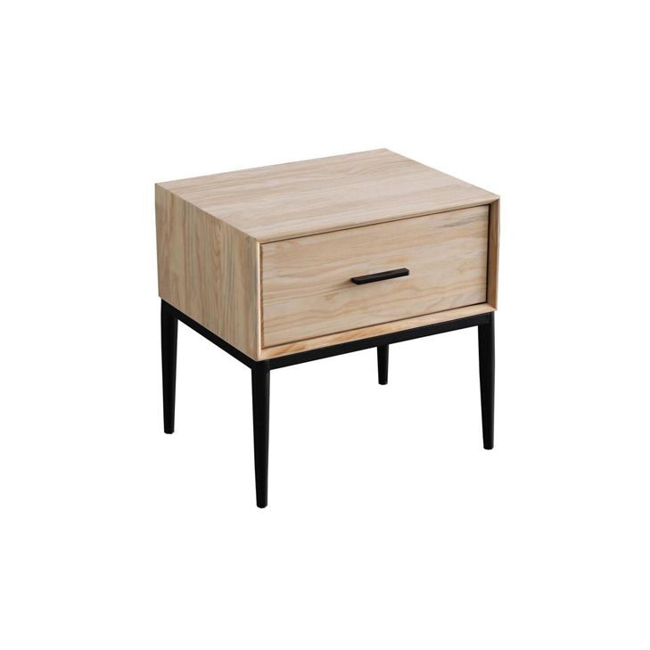 Solid Wood Bed Nightstand Modern Accent Table Nightstand with Drawer