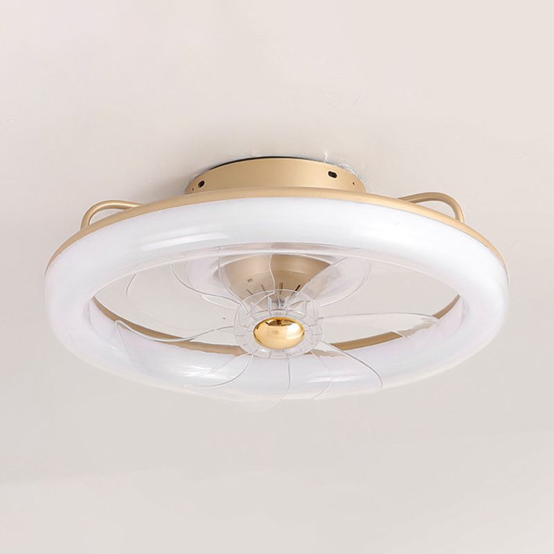 Metal Round Shape Ceiling Fans Modern Style 2 Lights Ceiling Fan Fixtures