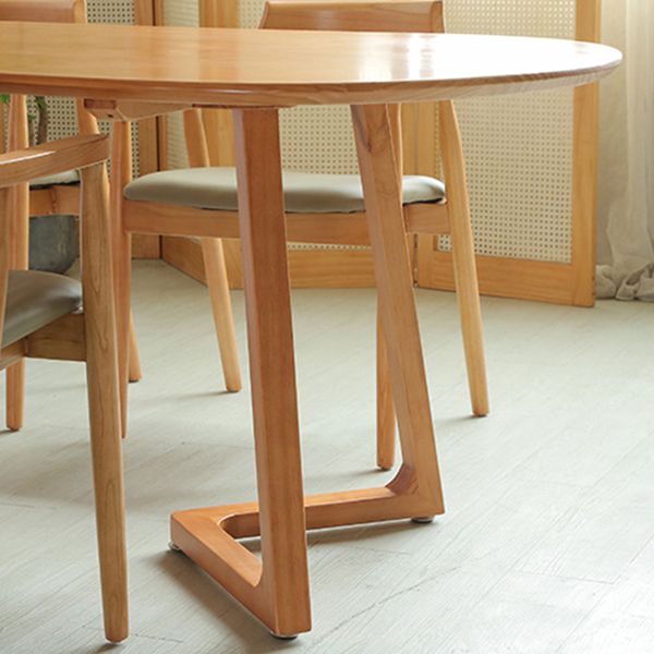 Contemporary Oval Dining Table Solid Wood Dining Table with Sled Base