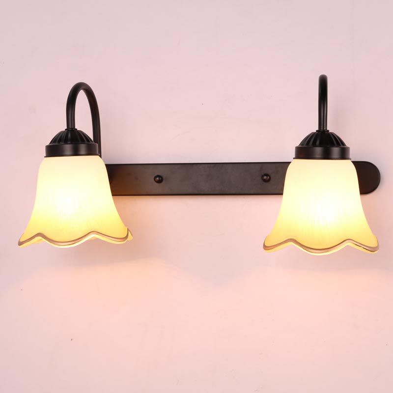 Traditional Simplicity Bell Vanity Sconce Lights Cream Glass Wall Mount Light Fixture for Bathroom