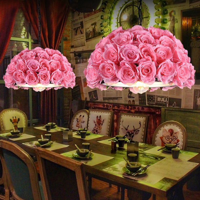 DOME INDUSTRIAL Rose Rose Down Lighting 1 Bulbo LED Metal Pendse Light in Pink para restaurante