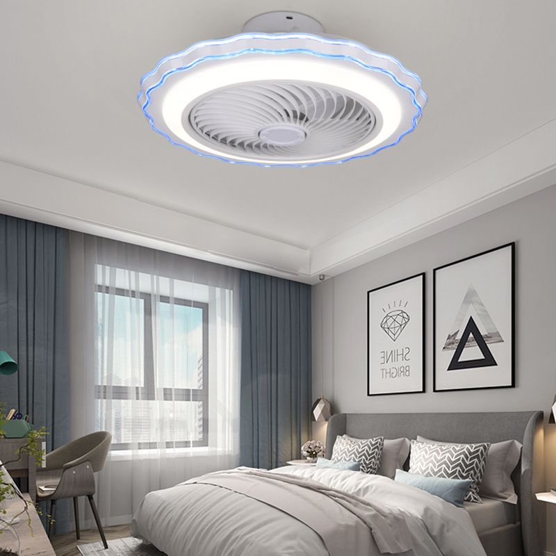 Scalloped Semi Flush Ceiling Fixture Modern Acrylic Bedroom LED Fan Light