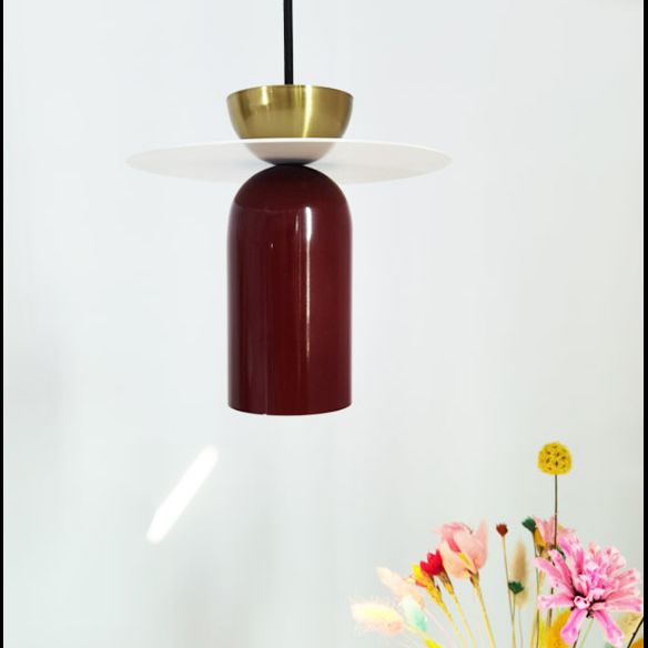 Cylindrical Small Pendant Lamp Postmodern Metal 1 Head Dining Room Ceiling Light