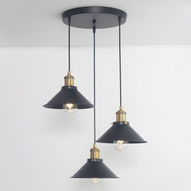 Industrial Conical Pendant Lighting Fixture Metal Suspension Light for Dining Room