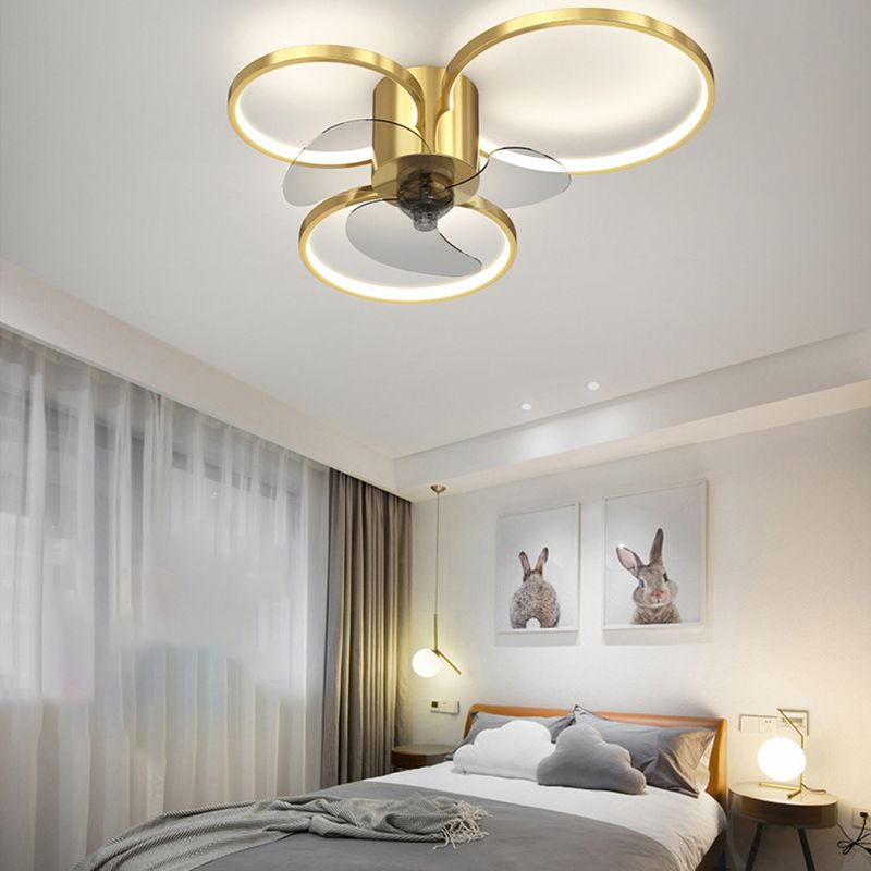 Metal Ceiling Fan Light Modern Style Ceiling Fan Lighting for Living Room