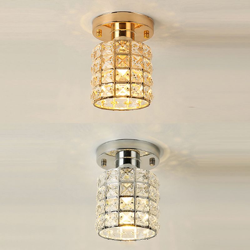 Houehold Crystal Ceiling Light Simple Flush Mount Light Fixture for Bedroom