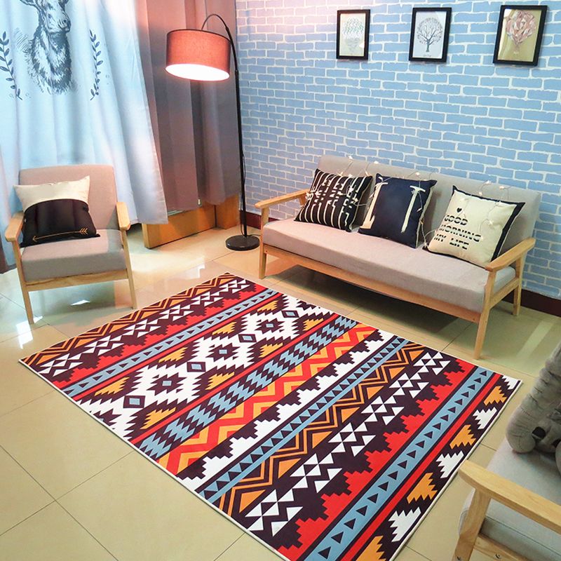 Nordic Living Room Rug Multi Colored Geometric Print Indoor Rug Synthetics Non-Slip Pet Friendly Washable Carpet