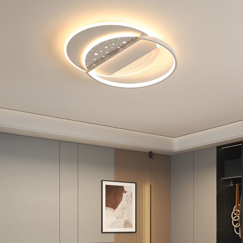 Modern LED Metal Flush Mount Geometric Shape Ceiling Light with Acrylic Shade for Bedroom