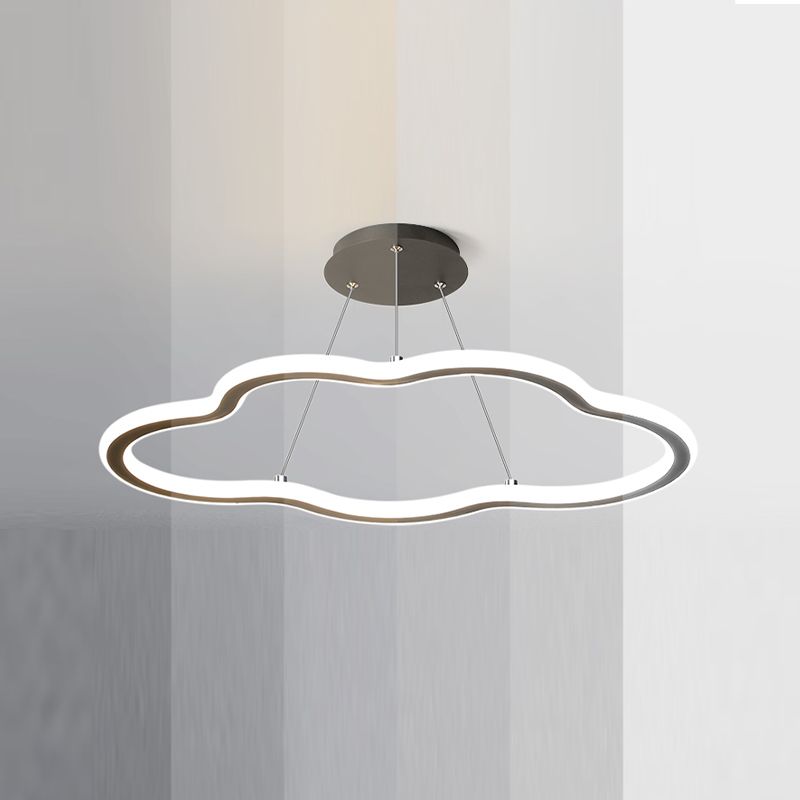 Cloud Shape Metal Pendant Light Fixture Modern Style 1 Light Hanging Light in Black