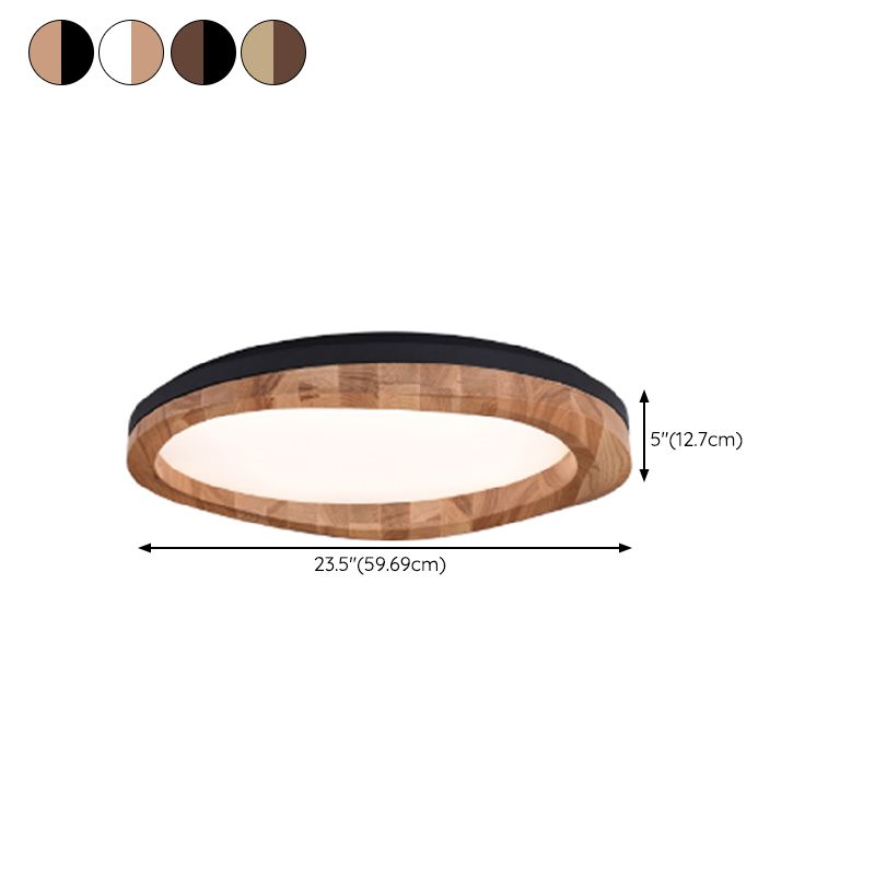 Wooden Flush Light Modern Acrylic Shade Flush Mount Ceiling Fixture for Living Room