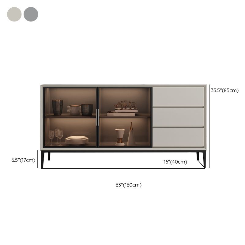 Contemporary Stone Top Sideboard 3 Drawers 2 Doors Sideboard for Living Room