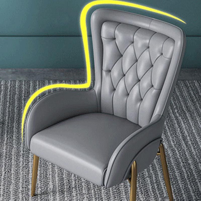 Glam Upholstered Chair Leather Arm Dining Chair with Gold Legs