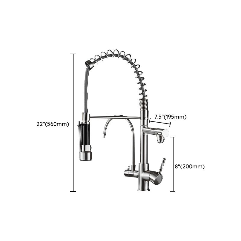 Swivel Spout Kitchen Sink Faucet Spring Spout with Pull Out Sprayer