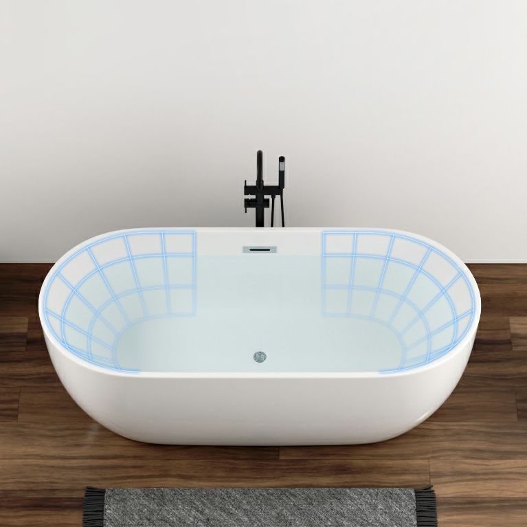 Freestanding Soaking Acrylic Bathtub Antique Finish Oval Modern Bath Tub