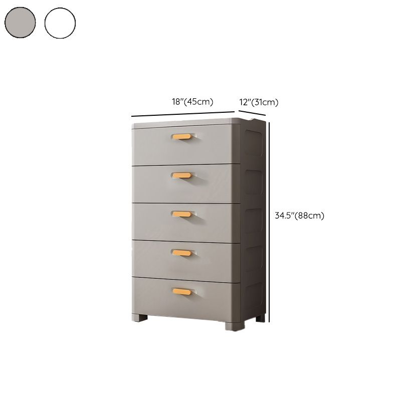 Contemporary Vertical Plastic Nursery Dresser in Gray/White for Bedroom