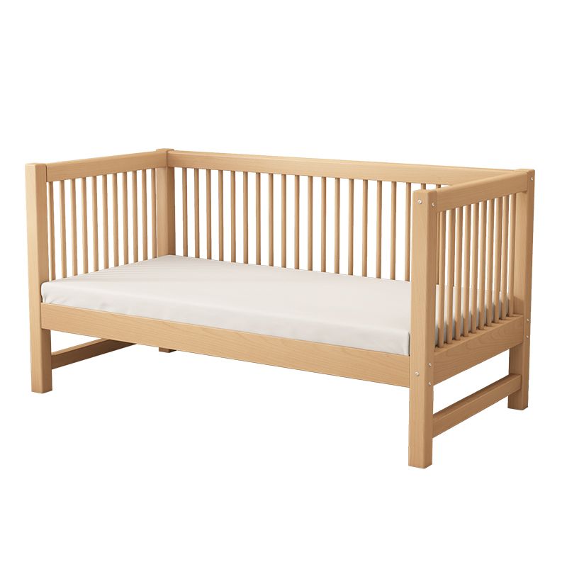 Natural Farmhouse Nursery Crib in Solid Wood with Guardrail Crib