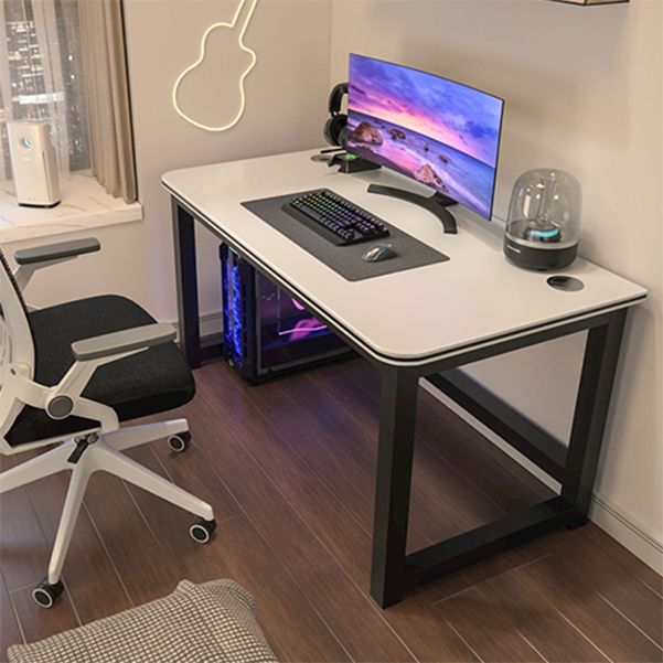 29.13" H Contemporary Gaming Desk Antique Finish Computer Desk with Metal Legs