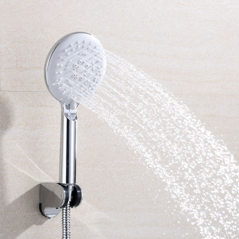 Silver Shower Head Combo Metal Modern 5-Spray Patterns Shower Heads