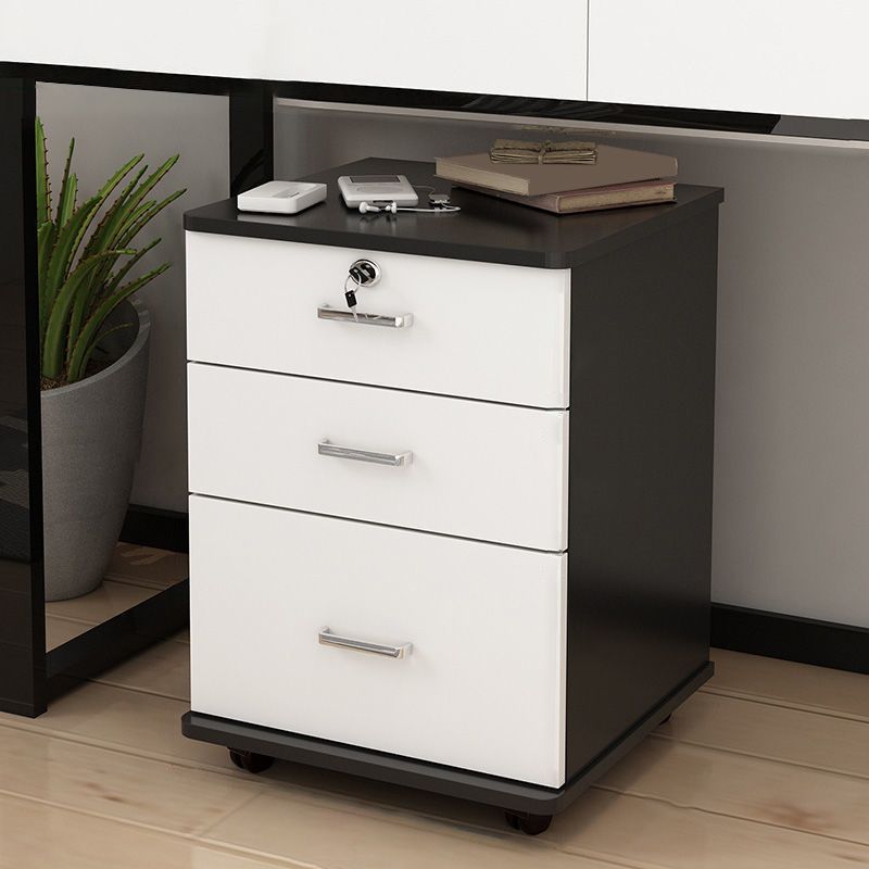 Modern Style Vertical File Cabinet Wood Filing Cabinet with Lock and Storage