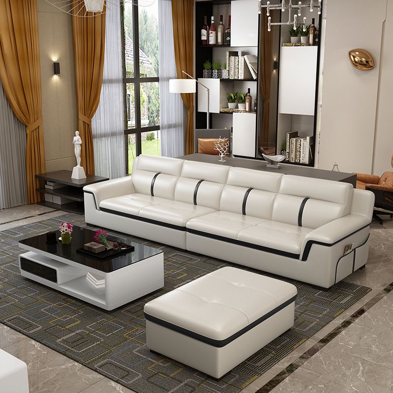 Gorgeous Style Seating White Black Sofa with Pillow Back Sofa