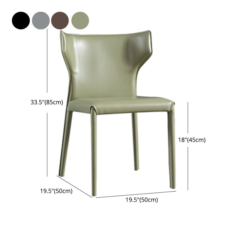 Modern Chair Dining Armless Wingback Chair for Kitchen with Metal Legs