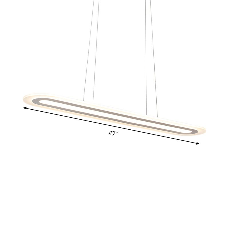 White Oval Ceiling Pendant Simplicity LED Acrylic Hanging Lamp Kit in Warm/White/Natural Light, 16"/23.5"/31.5" Wide